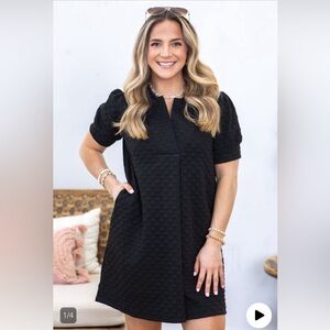Lovely Melody Puff Sleeve Textured Dress